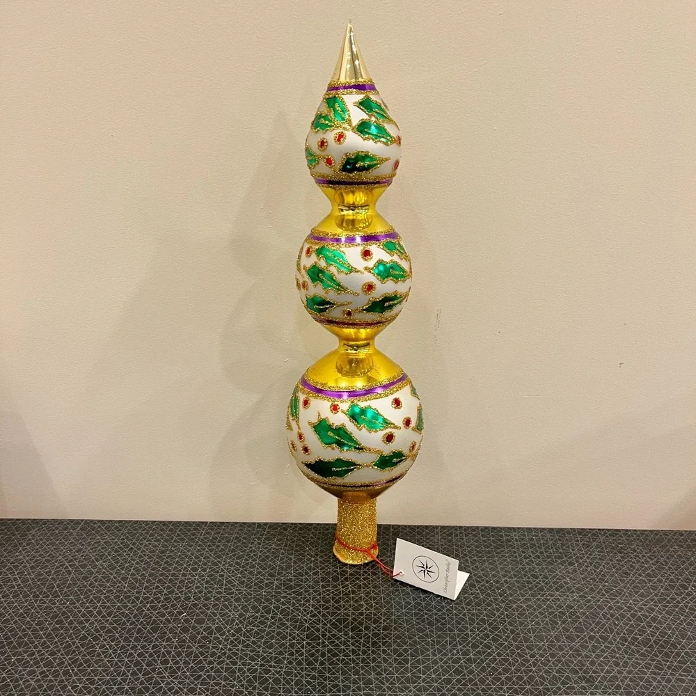 Christopher Radko Retired‎ Vintage Extremely Rare HOLLY RIBBONS FINIAL 1993